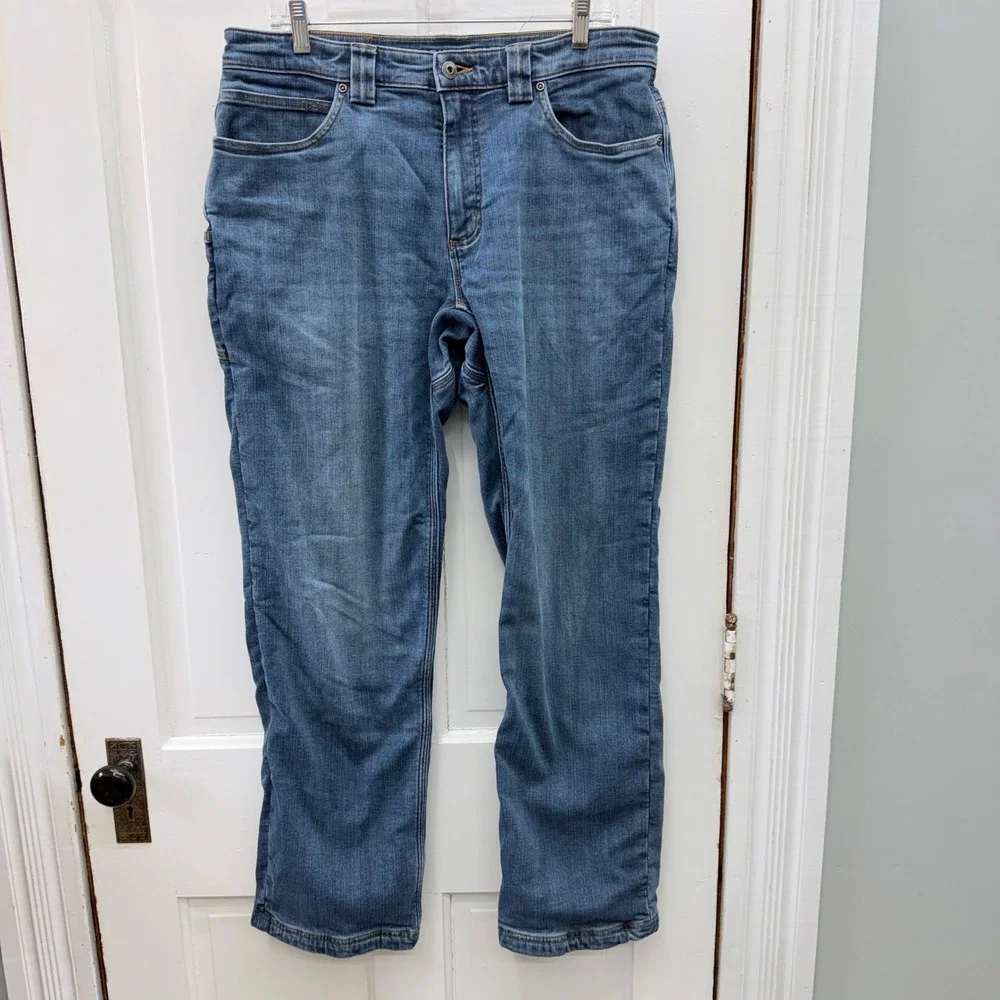 Duluth Trading‎ Ballroom Double Flex Flannel Lined Insulated Jeans Men's 34 x 32
